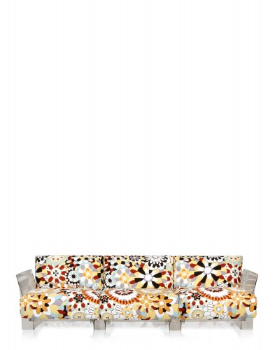 Диван Pop трехсекционный (желтый/кристалл) в отделке Missoni