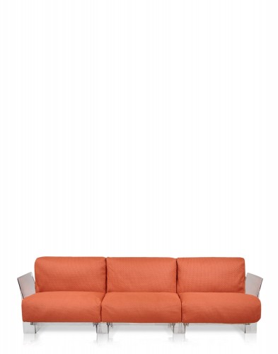 Диван Pop трехсекционный (оранжевый/кристалл)