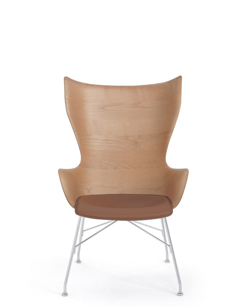 Кресло K/Wood (дерево/хромированное) с текстурой и кожей